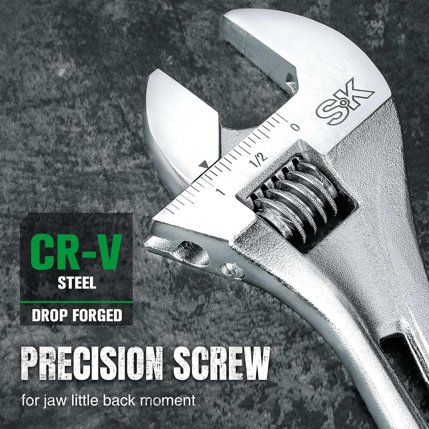 SK 3-Piece Adjustable Wrench Set, 6-Inch, 8-Inch, 10-Inch, Cr-V Steel, SAE & Metric Scales