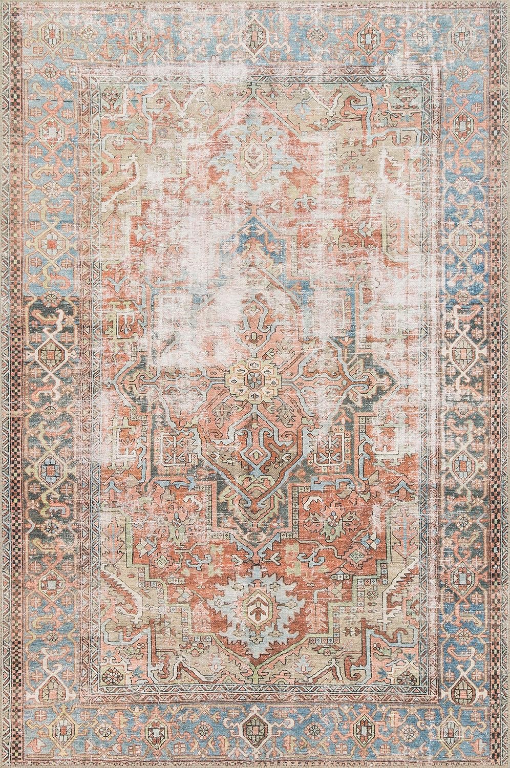 Loloi Loren Collection LQ-15 Terracotta/Sky 7'-6" x 9'-6" Area Rug