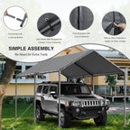 Outdoor Carport 10x20ft Heavy Duty Car Tent, Portable Garage Canopy Storage Shed, All-Season Tarp Tent for Car, Party (GY)