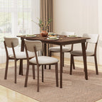 Giantex Dining Table for 4, 48" Rectangular Wooden Kitchen Table with Solid Rubber Wood Legs, Mid Century Modern Dinner Table for Dinette, Living Room, Home Office (Walnut)
