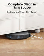 eufy C10 Robot Vacuum Self Emptying, 8 Weeks Hands Free, Advanced Smart Mapping with LiDAR Navigation, 2.85-Inch Slim Design, Powerful Suction, Edge Expansion Brush for Pet Hair, Carpet Detection