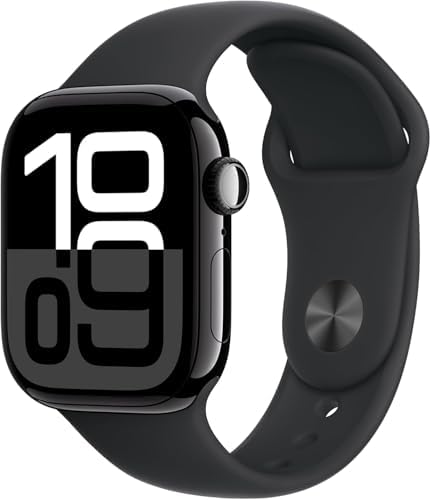 Apple Watch Series 10 GPS  46mm - Jet Black Aluminum Case with Black Sport Band  M/L (Renewed)