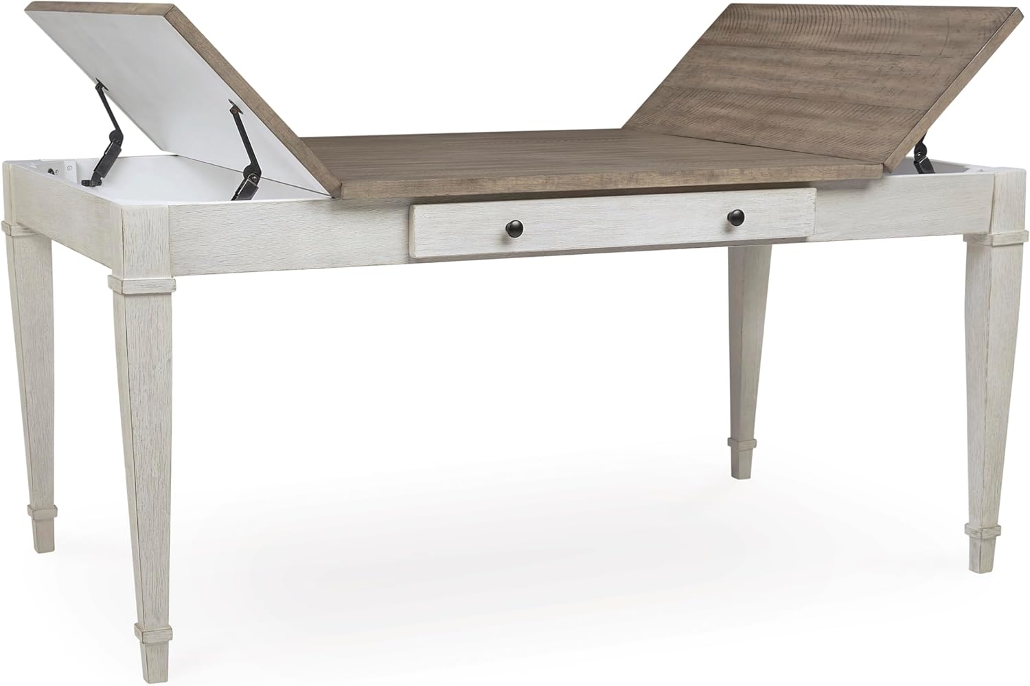 Signature Design by Ashley Skempton Farmhouse Rectangular Dining Room Table with Storage, White & Light Brown