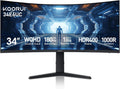 KOORUI 34-inch Curved Ultrawide WQHD 3440×1440 Gaming Monitor  180Hz 1000R- PIP/PBP  1ms(MPRT)  HDR400  DCI-P3 95%  FreeSync Premium  1 x DP 1.4 & 2 x HDMI 2.0  Tilt Height Swivel Adjustment  34E6UC