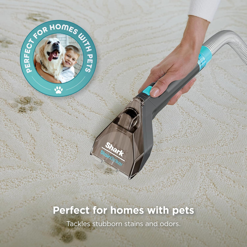 Shark StainStriker Portable Carpet & Upholstery Cleaner with On-Board Self-Cleaning, Spot, Stain, & Odor Eliminator, Includes 2 Cleaning Tools, 2 Cleaning Solutions, Charcoal, PX221BRN