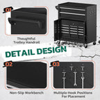 Greenvelly Metal Tool Chest,8-Drawer Rolling Tool Cart with Wheels,2 in 1 Detachable Tool Cabinets,Tool Box,Liners and Locking System for Garage,Warehouse,Workshop, Barbershop(Black)