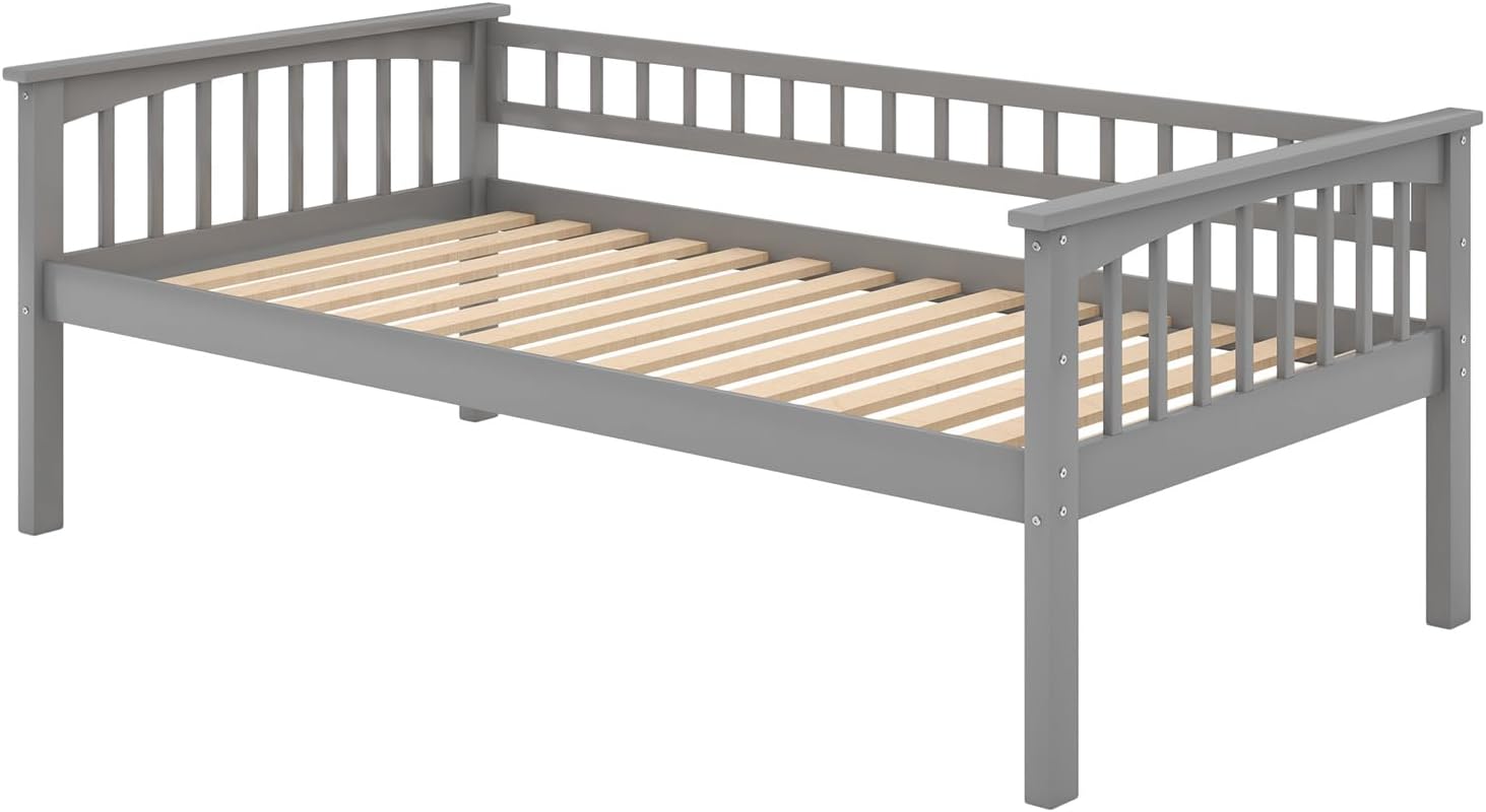 Merax Twin Over Twin Bunk Bed with 2 Storage Drawers and Ladder, Can be Devided into 2 Beds, No Spring Box Needed, Grey