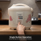 Tiger JAZ-A10U-LF 5.5 Cup Capacity White Rice Cooker with Non-Stick Inner Pot, Retractable Power Cord, and Keep Warm up to 12 hours (Flower)