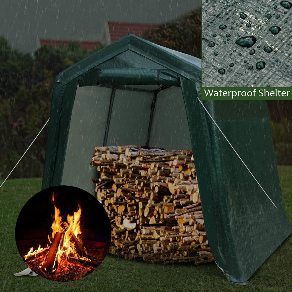 Tangkula 7 Ft x 12 Ft Outdoor Storage Shelter, Patio Storage Tent, Enclosed Carport Shed with All-Steel Metal Frame and Waterproof Ripstop Cover, Outdoor Garage Tent with Sidewalls
