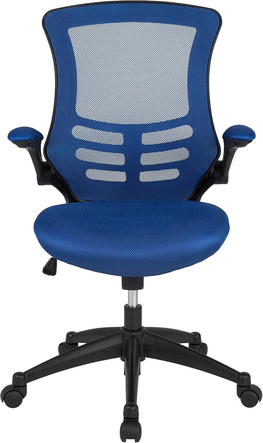 Flash Furniture Kelista Mid-Back Blue Mesh Swivel Ergonomic Task Office Chair with Flip-Up Arms