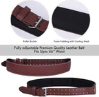 FUERI Leather Tool Belt 17 Pocket Pouches Bags Men Suspenders Holder Organizer for Carpenter Construction Electrician - Maroon