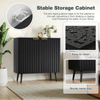 Vrullu Modern Storage Cabinet, Black Sideboard and Buffet Storage, Wood Accent Cabinet for Living Room, Hallway, Entryway, Dining Room (1, Black+Gold)