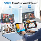 Laptop Screen Extender  15.6" FHD Laptop Monitor Extender  Triple Portable Monitor for 12"-18.5" Laptops  Plug & Play  360° Rotation Screen  Compatible with MacOS/Wins/Switch/Surface