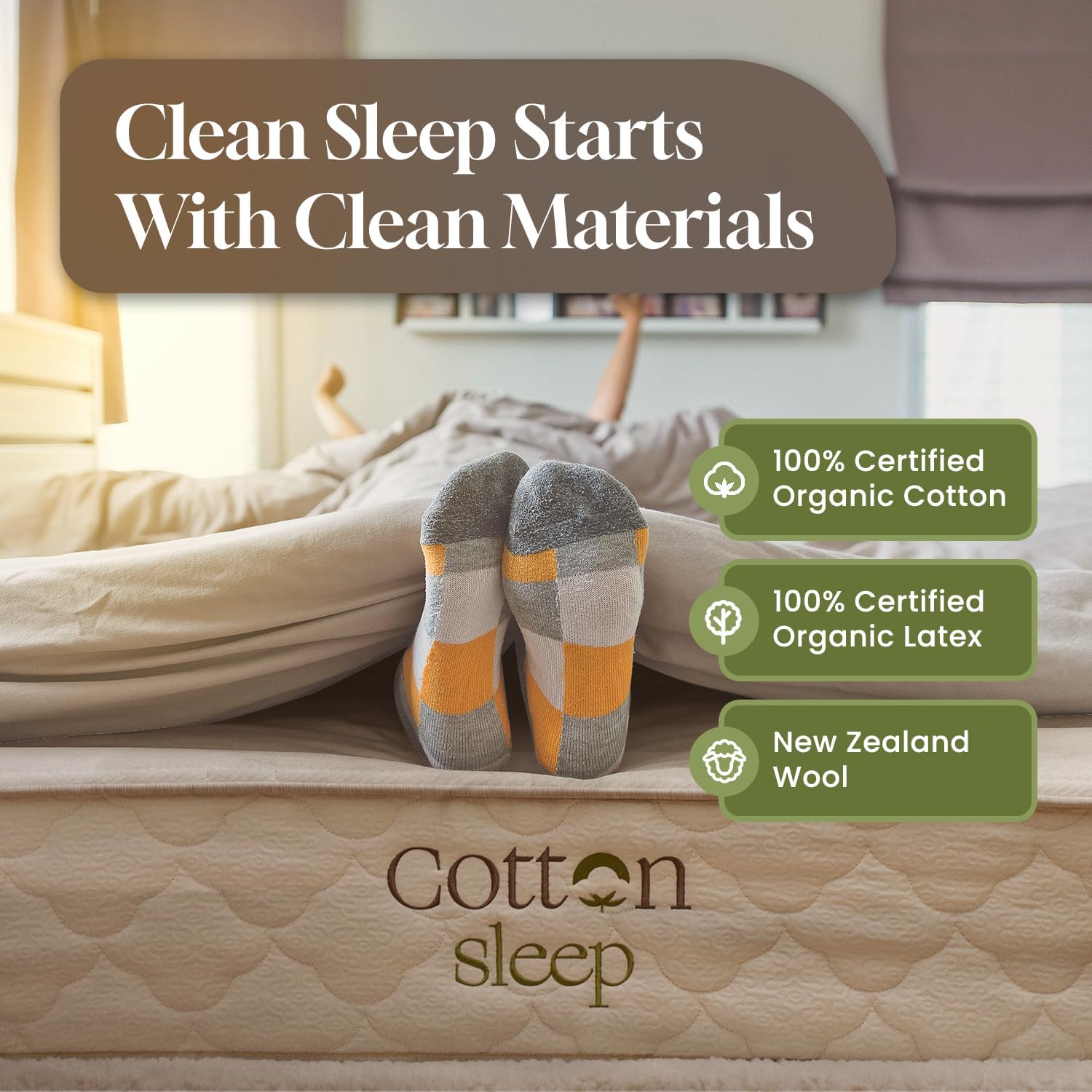 CottonSleep All Natural Mattress (100% Organic Cotton, Wool, & GOTS Latex, Made in The USA) Non Toxic, Fiberglass Free Hybrid Pocket Coil and Plush Foam Bed in A Box Medium Soft - King, 11"