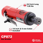 Chicago Pneumatic CP872 - Air Die Grinder Tool, Welder, Woodworking, Automotive Car Detailing, Stainless Steel Polisher, Heavy Duty, Straight, (6.4mm) - 1/4 Inch (6 mm), 0.63 HP / 470 W - 27000 RPM