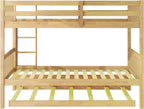Harper & Bright Designs Convertible Wood Twin-Over-Twin Bunk Bed with Trundle and Ladder - Can Be Divided Into Two Platform Beds, White Oak