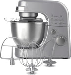 Hamilton Beach Electric Stand Mixer, 4 Quarts, Dough Hook, Flat Beater Attachments, Splash Guard 7 Speeds with Whisk, Silver
