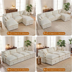 Modular Sofa with Storage, 103" L Shape Sectional Cloud Couch, Comfy Fabric Couch with Movable Ottoman, 4 Seat Modern Deep Seat Sofa for Living Room (Beige Chenille)
