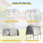 LINKHOO 7 x 10 FT Carport, Portable Shed w/220G Heavy Duty Waterproof PE Tarp, Roll-up Zipper Door & Vent, Weather-Resistant Storage Shed for Motorcycle, Bike and Tools, Gray