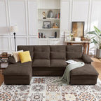 Comfy Cloud Couch Sectional Sofa with Lumbar Pillows, Modern U-Shaped Cloud Sofa with Double Chaise & Deep Seat 4 Seat Sectional Couch for Living Room, or Office, Easy Assembly, Dark Coffee