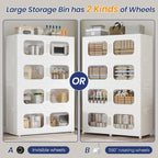 200GAL Extra Large Storage Bins with Lid, 800QT Storage Bins with Wheels, Folding Closet Organizer, Stackable Collapsible Plastic Storage Containers for Home, Office, Kitchen, 4Pack White