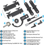 Camshaft Alignment Tool Kit for Land Rover Jaguar Discovery 4 Range Rover Sport V8 5.0L V6 3.0L, Engine Timing Tool with Fuel Pump, Fuel Injector Remover Tool, 303-1445, 303-1448, 303-1452, 303-1482