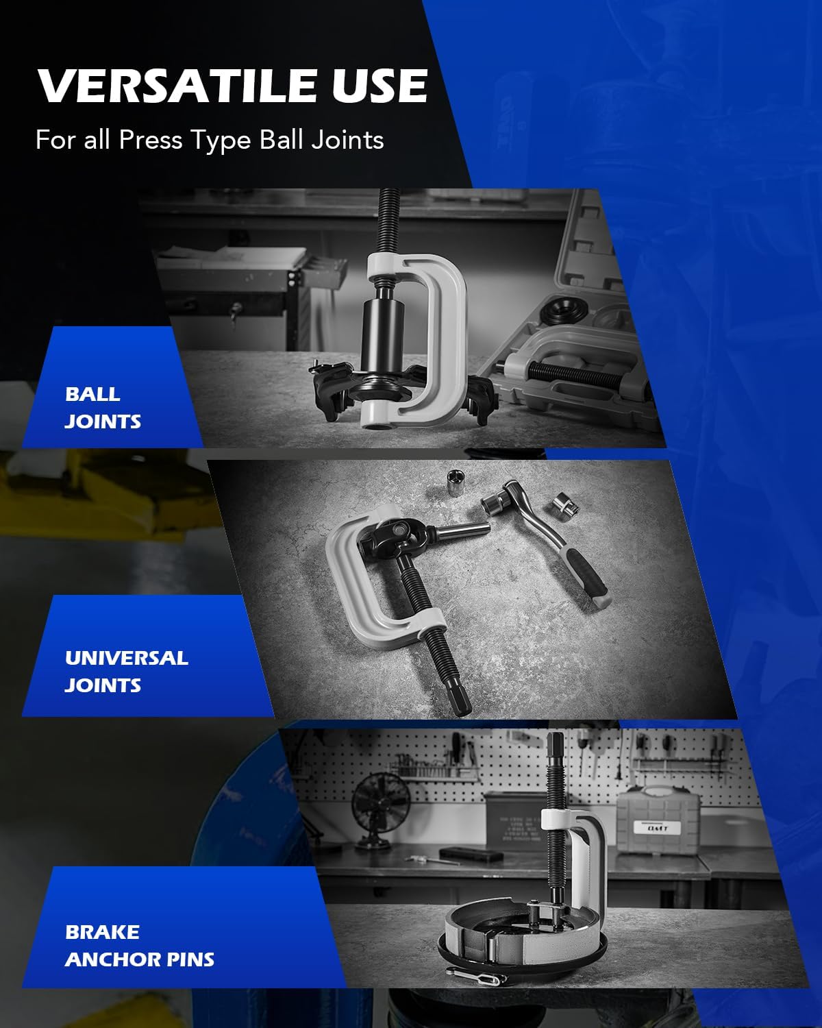 Orion Motor Tech Master Ball Joint Press Kit, 23pc Ball Joint Press & U Joint Removal Kit with Sockets and Universal Adapters, Heavy Duty Ball Joint Tool Set
