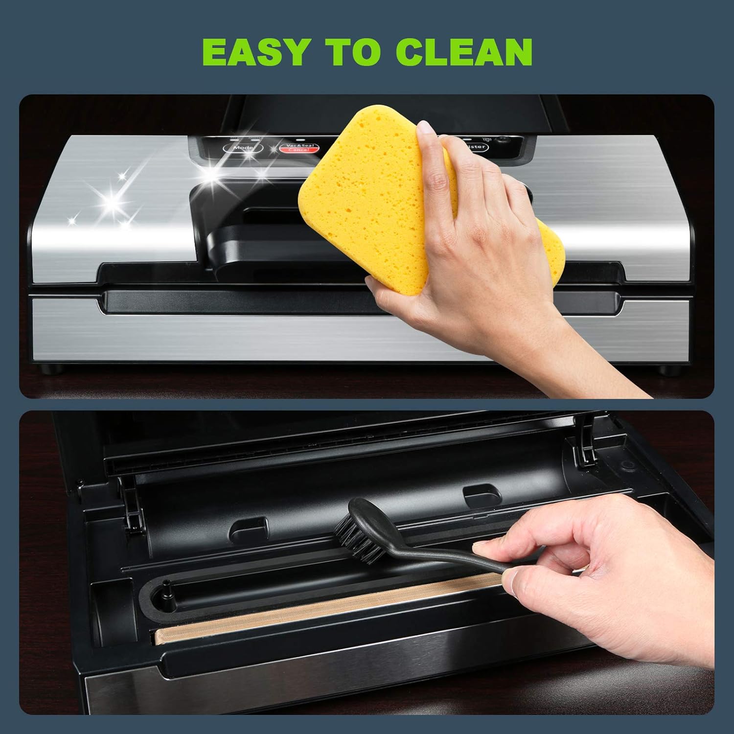 Precision Vacuum Machine,Pro Food Sealer with Built-in Cutter and Bag Storage(Up to 20 Feet Length), Both Auto&Manual Options,2 Modes,Includes 2 Bag Rolls 11”x16' and 8”x16',Compact Design