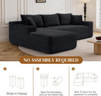 95" Boneless Cloud Sectional Couches for Living Room, Comfy Fluffy L Shaped Memory Foam Deep Seat Boneless Couch, Modular Sectional Sofa with Left Facing Chaise, Black