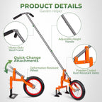 Walensee 2-in-1 Manual Wheel Hoe Garden Cultivator, Push Plow with Adjustable Long Handle 51.9–64.9 in, Dual Tools for Soil Loosening & Weeding, Heavy Duty Steel Frame, Lawn & Garden Tiller