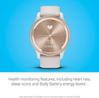 Garmin vívomove Trend  Stylish Hybrid Smartwatch  Long-Lasting Battery Life  Dynamic Watch Hands and Touchscreen Display  Ivory