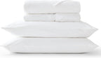 Christy Premium Sateen California King Sheets Set | Bedding Bundle | 100% Cotton | 500 Thread Count | Timeless Design | Super Soft and Silky Finish | White