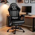 Gaming Chair for Adults, Computer Chair with Footrest and Pocket Spring Cushion,Comfortable Ergonomic Video Game Chair with Lumbar Support and Headrest for Office Home (Black)