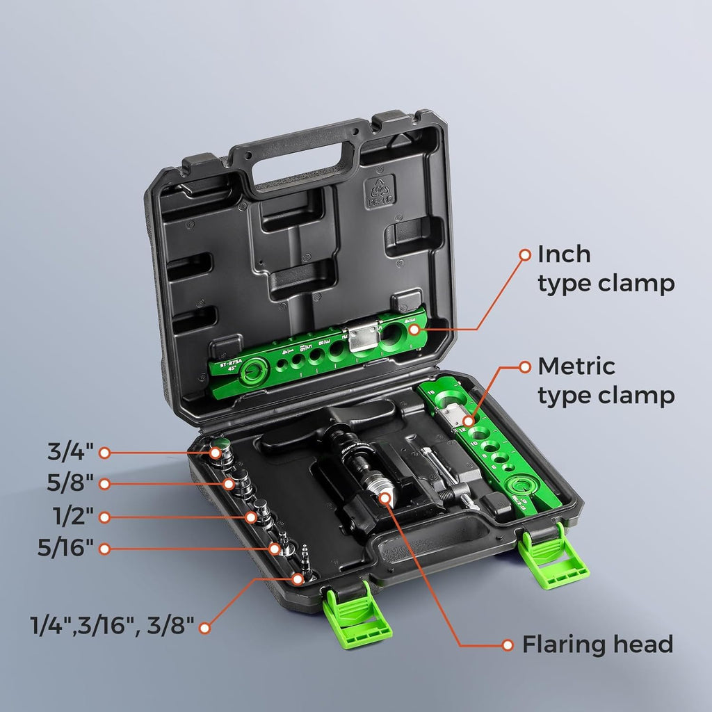 Bonvoisin 2 in 1 Flaring and Swaging Tool 1/4”-3/4” HVAC Single Flare & Swag Tool 45° Tubing Flaring Tool with Limit Piece for Copper Aluminum Soft Tubes