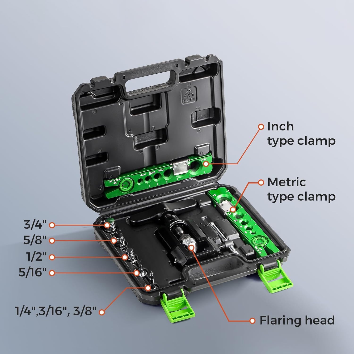 Bonvoisin 2 in 1 Flaring and Swaging Tool 1/4”-3/4” HVAC Single Flare & Swag Tool 45° Tubing Flaring Tool with Limit Piece for Copper Aluminum Soft Tubes