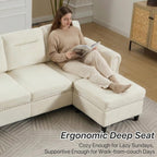 Westice 106" Modular Sectional Sofa with Movable Ottoman, Deep-Seat L-Shaped Couch, 4-Seater Modern Sofa for Living Room, Bedroom, or Apartment (Beige)