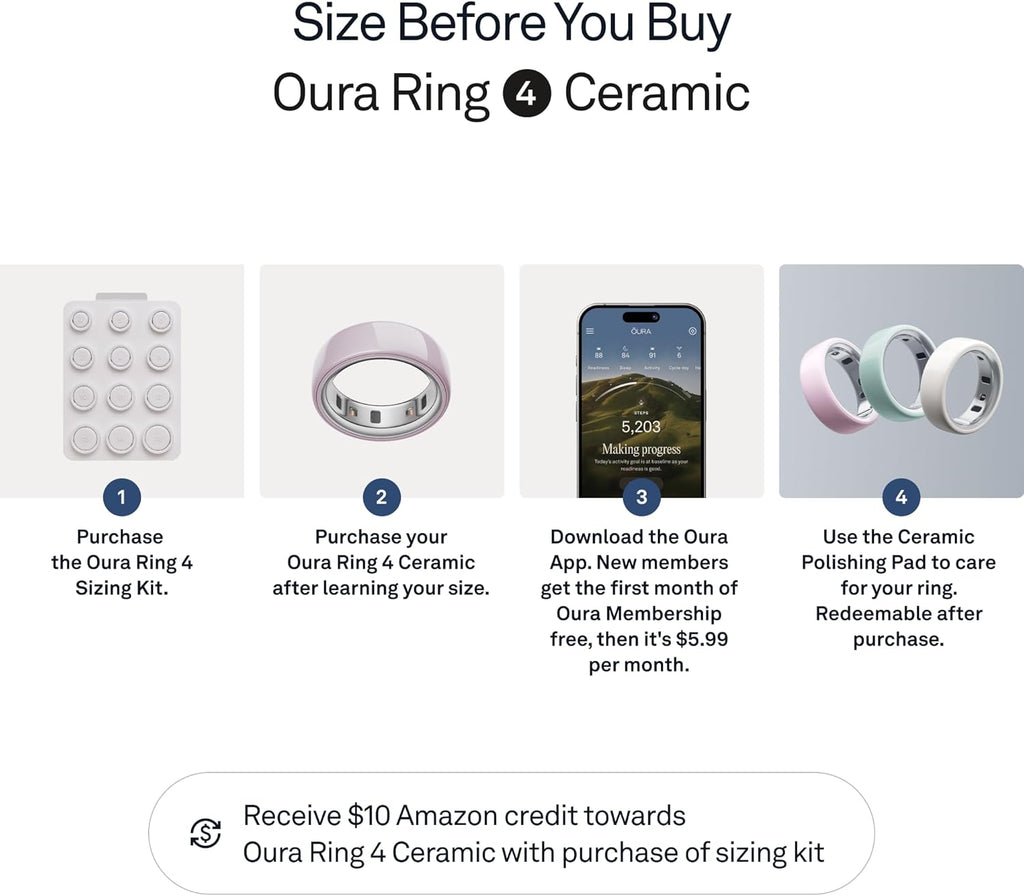 Oura Ring 4 Ceramic Petal - Size 8 - Size Before You Buy