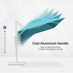 PURPLE LEAF 8' X 11.5' Right-left Tilt Patio Umbrella Swivel White Cantilever Umbrella with Tilt Aluminum Outdoor Umbrella with 360° Rotation for Deck Pool Garden, Turquoise
