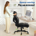 550LBS Big and Tall Office Chair, Comfy Heavy Duty Executive Chair with Adjustable Lumbar Support Double Spaces Casters, PU Leather Extra Wide Seat Ergonomic Computer Desk Chair for Back Pain, Black
