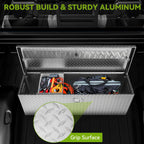 AUTOSAVER88 48 Inch Truck Bed Tool Box, Heavy Duty Aluminum Diamond Plate Tool Box Chest, Waterproof Chest Storage Box with Sliding Shelf and Lock for Trucks, Trailers, RVs, Warehouses