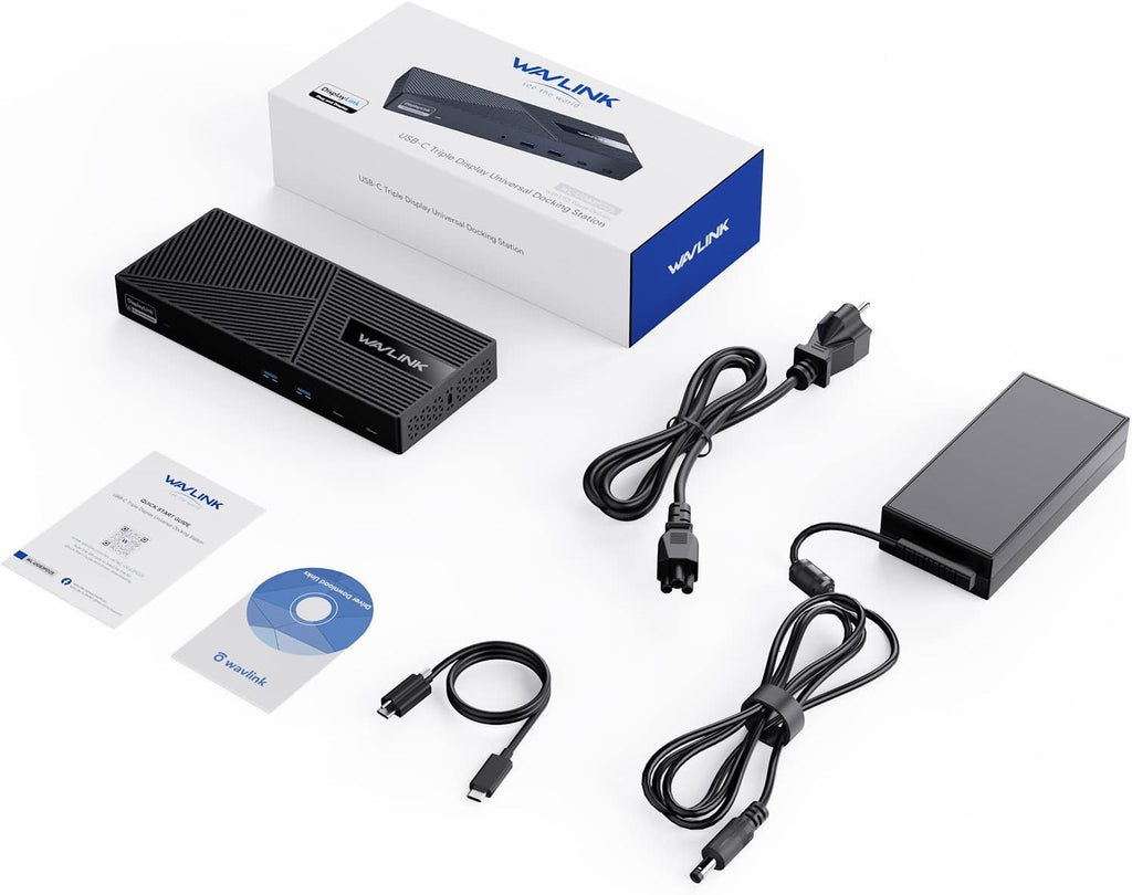 WAVLINK Displaylink Docking Station 3 Monitors with 130W Power Delivery  10Gbps USB for MacBook M1/M2/M3/Windows  USB-C(3 HDMI  2 DisplayPort  2 USB-C  4 USB3.1  Ethernet  Audio)