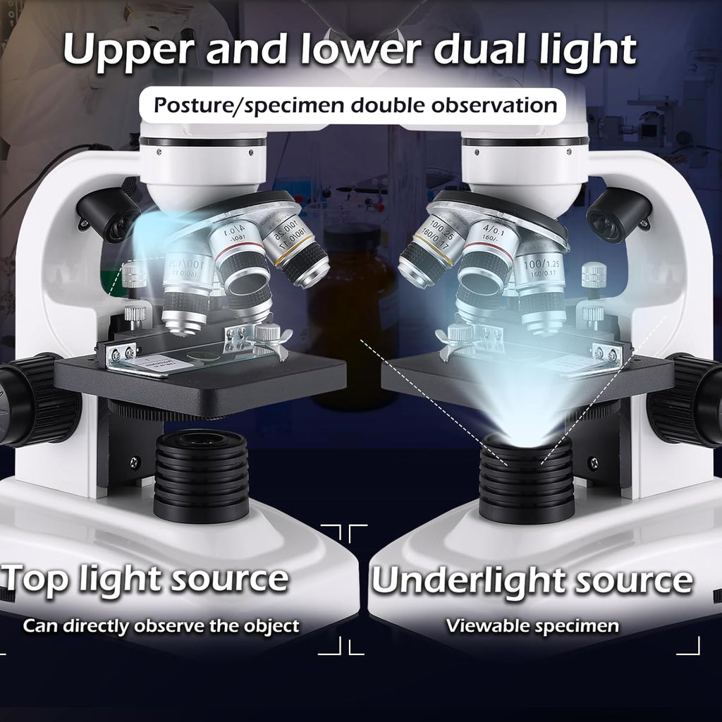 Compound Microscope .40X-2500X  .WF10x and WF25x eyepieces  Dual LED Lighting and Two-Layer Mechanical Stage .Microscope for Adults…