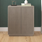 Henn&Hart 28" Fluted Wooden Accent Cabinet, Ribbed Modern Sideboard Buffet Cabinet with 2 Doors and an Adjustable Shelf for Living Room, Dining Room, Bedroom or Entryway, Weathered Gray