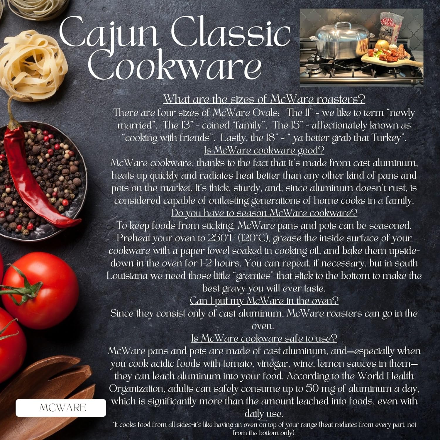15 Inch Aluminum Oval Roaster - McWare by Cajun Classic Cookware