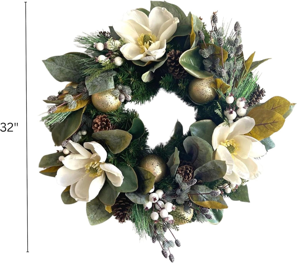 Good Tidings To You - Wreath - Holiday Florals, Large-size Faux Floral Arrangement, Premium Artificial Indoor Flower Display with Beautiful Blooms and Foliage - Artificial Plants & Flowers