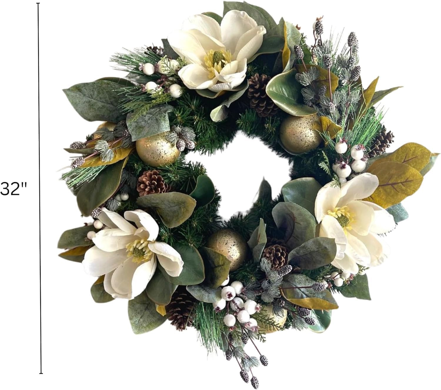 Good Tidings To You - Wreath - Holiday Florals, Large-size Faux Floral Arrangement, Premium Artificial Indoor Flower Display with Beautiful Blooms and Foliage - Artificial Plants & Flowers