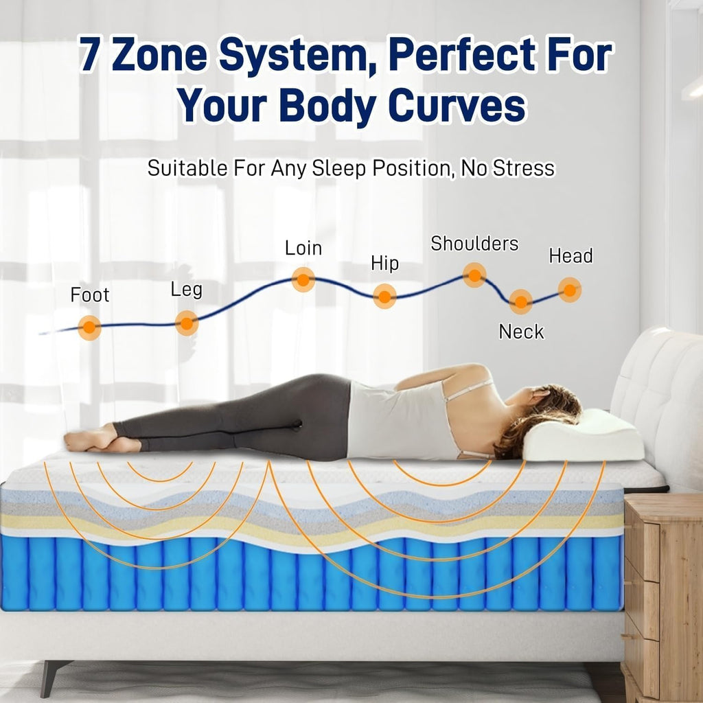 EEN EEN SLEEP 12 Inch Medium Firm King Size Mattress Upgraded King Hybrid Mattresses in A Box with Gel Memory Foam & Pocket Springs, Strong Edge Support,Pressure Relief,CertiPUR-US,365-Night Trial