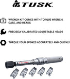 TUSK Spoke Torque Wrench Kit – Adjustable 30–150in‑lb Torque Wrench + 5 Drop‑Forged Heads (6.1–6.9mm) in Case – Calibrated ±2% for Motorcycle & Bicycle Spoke Tension Compatible with KTM Husqvarna