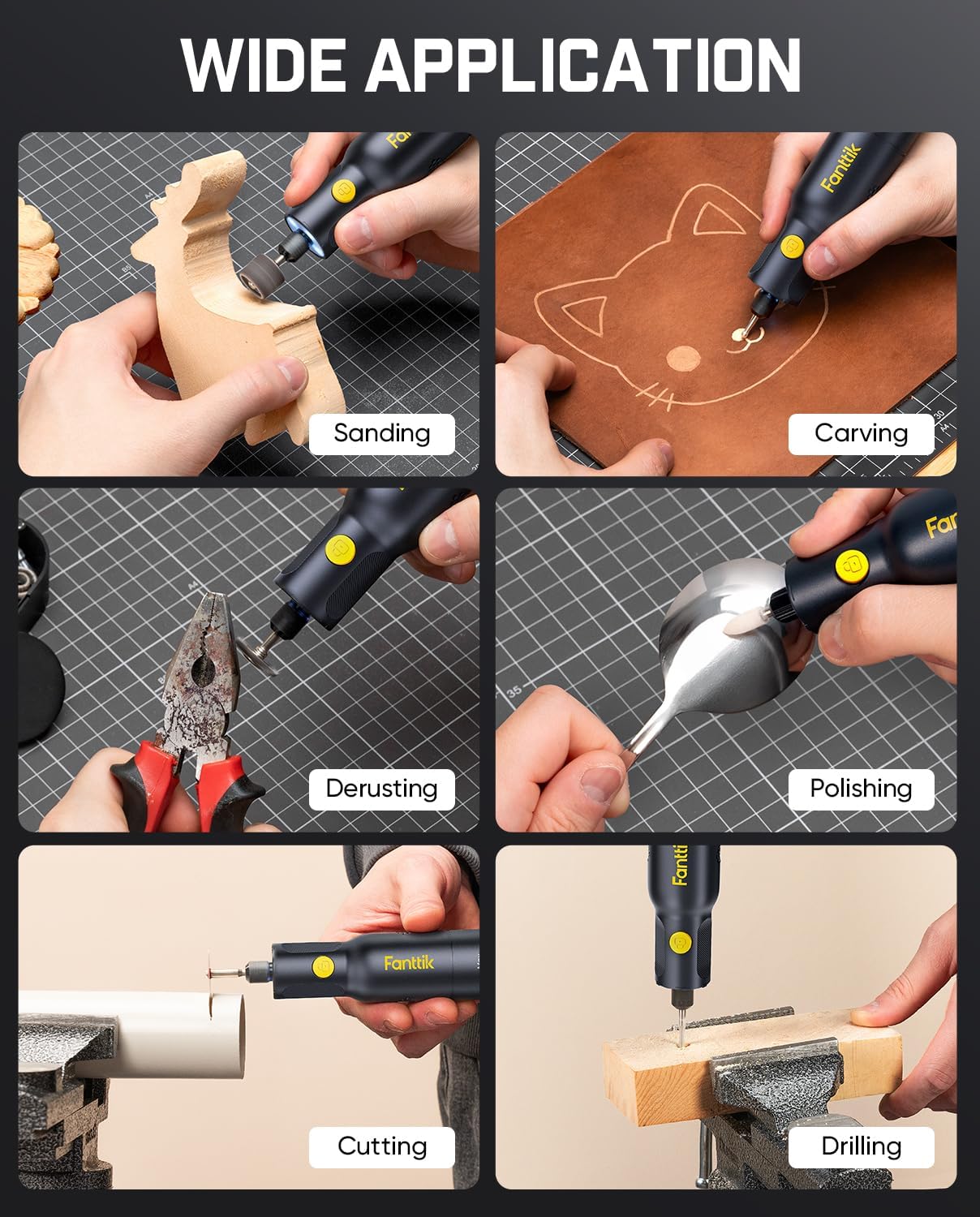 Fanttik F2 Pro Kit Cordless Rotary Tool Kit, Strong Motor, 5 Variable Speed, 25000 RPM, 44 Accessories, for 3D Printed Sanding, Polishing, Drilling, Carving, Cutting DIY Crafts in Flip-Top Case