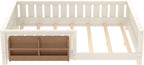 Bellemave Full Size Floor Bed with Slats and Safety Guardrail, Beige
